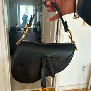 Mini Black Dior Saddle Bag